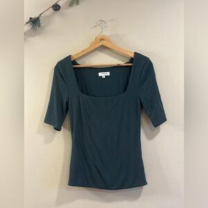 Dark Teal Half Sleeve Square Neck Top